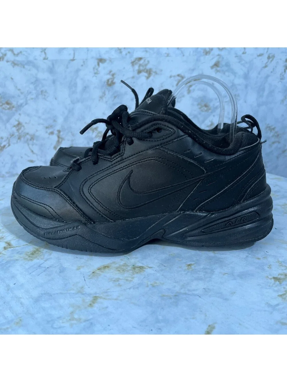 Nike Air Monarch IV Men's Size 8 Shoes Triple Black Comfort Walking Sneakers